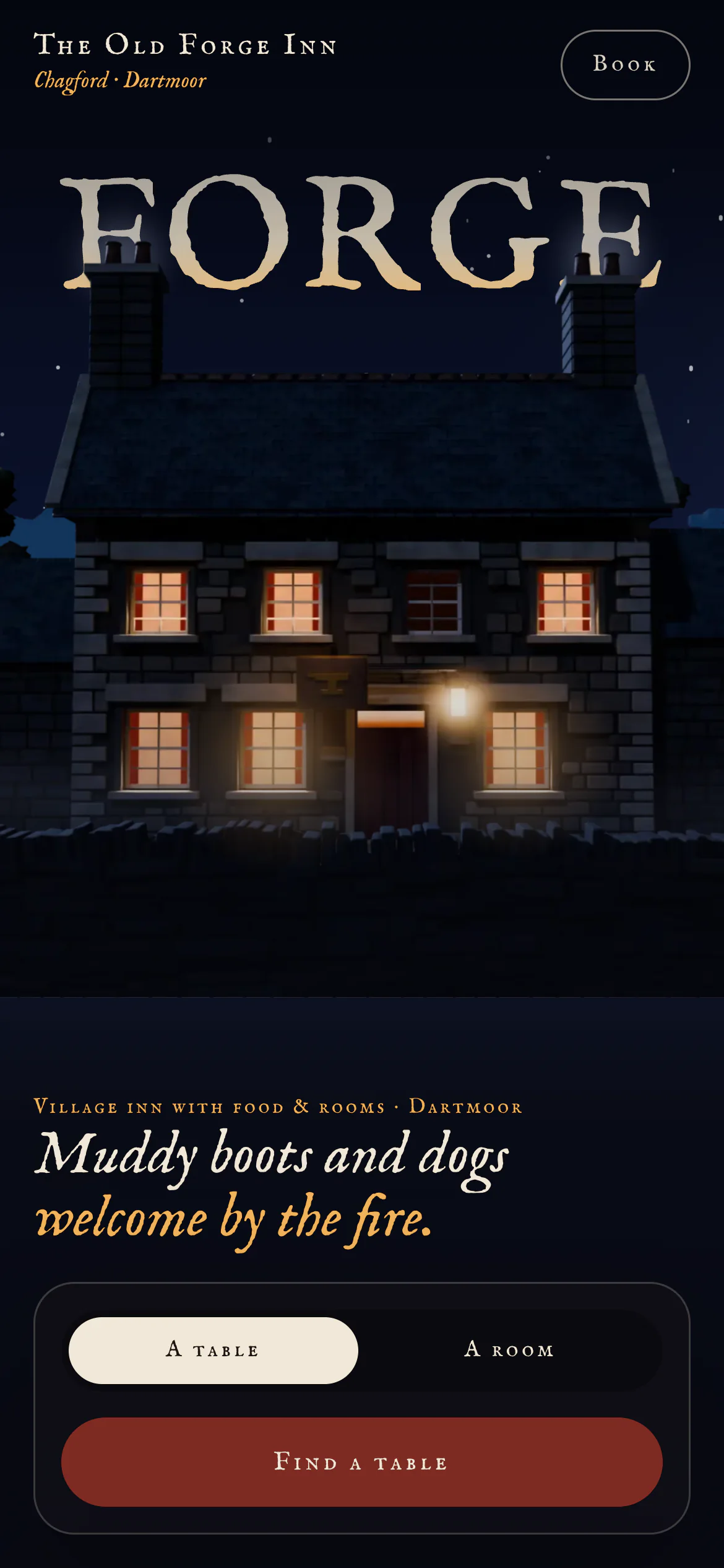 The The Old Forge Inn website on a phone